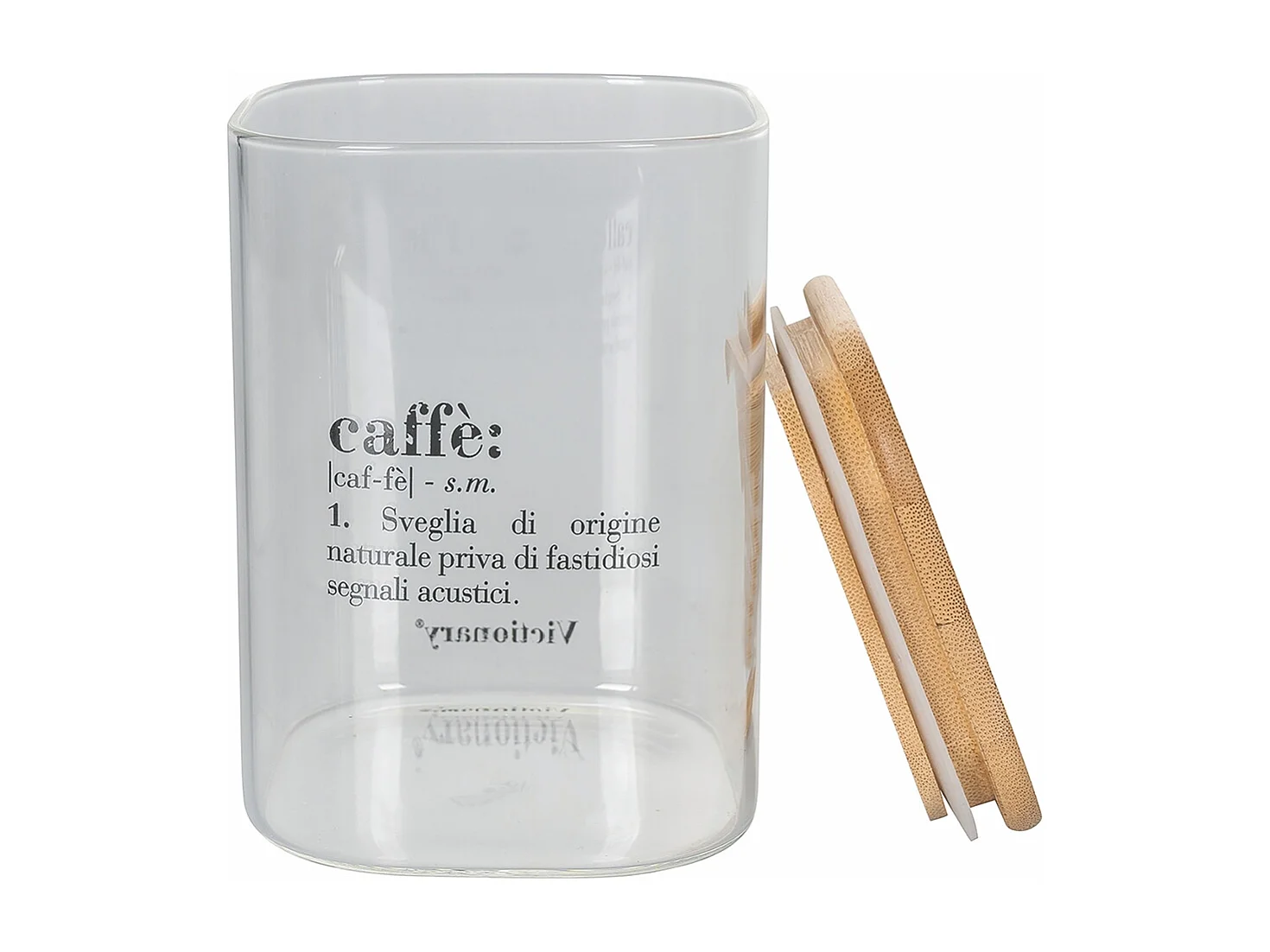 Bocal à café 10x10x14 cm en verre avec couvercle en bambou Victionary