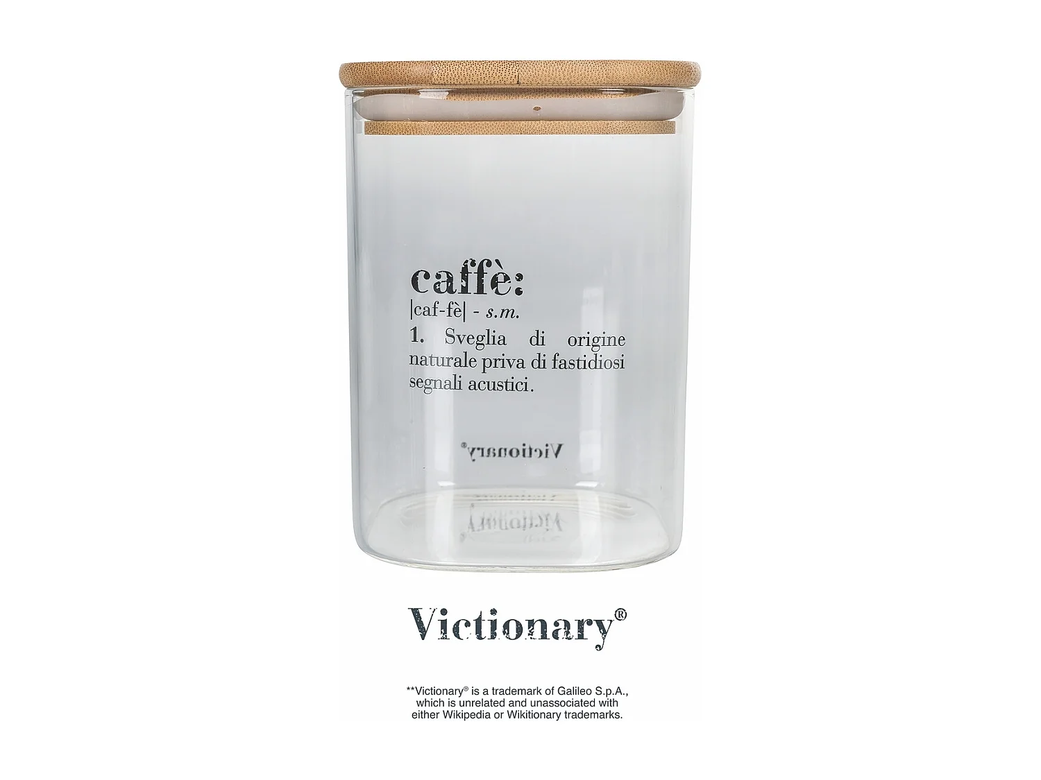 Bocal à café 10x10x14 cm en verre avec couvercle en bambou Victionary