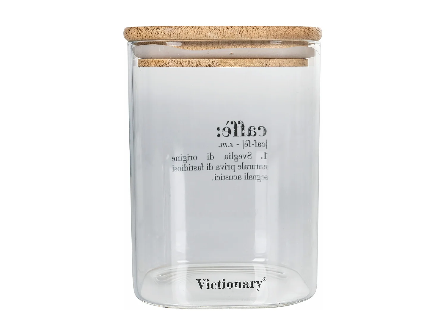 Bocal à café 10x10x14 cm en verre avec couvercle en bambou Victionary