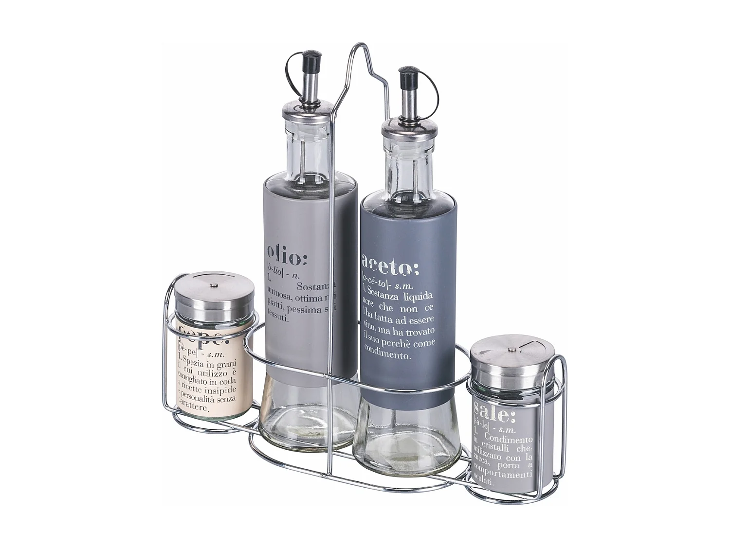 Set portacondimenti olio sale aceto spezie pepe da tavola Victionary - Grigio