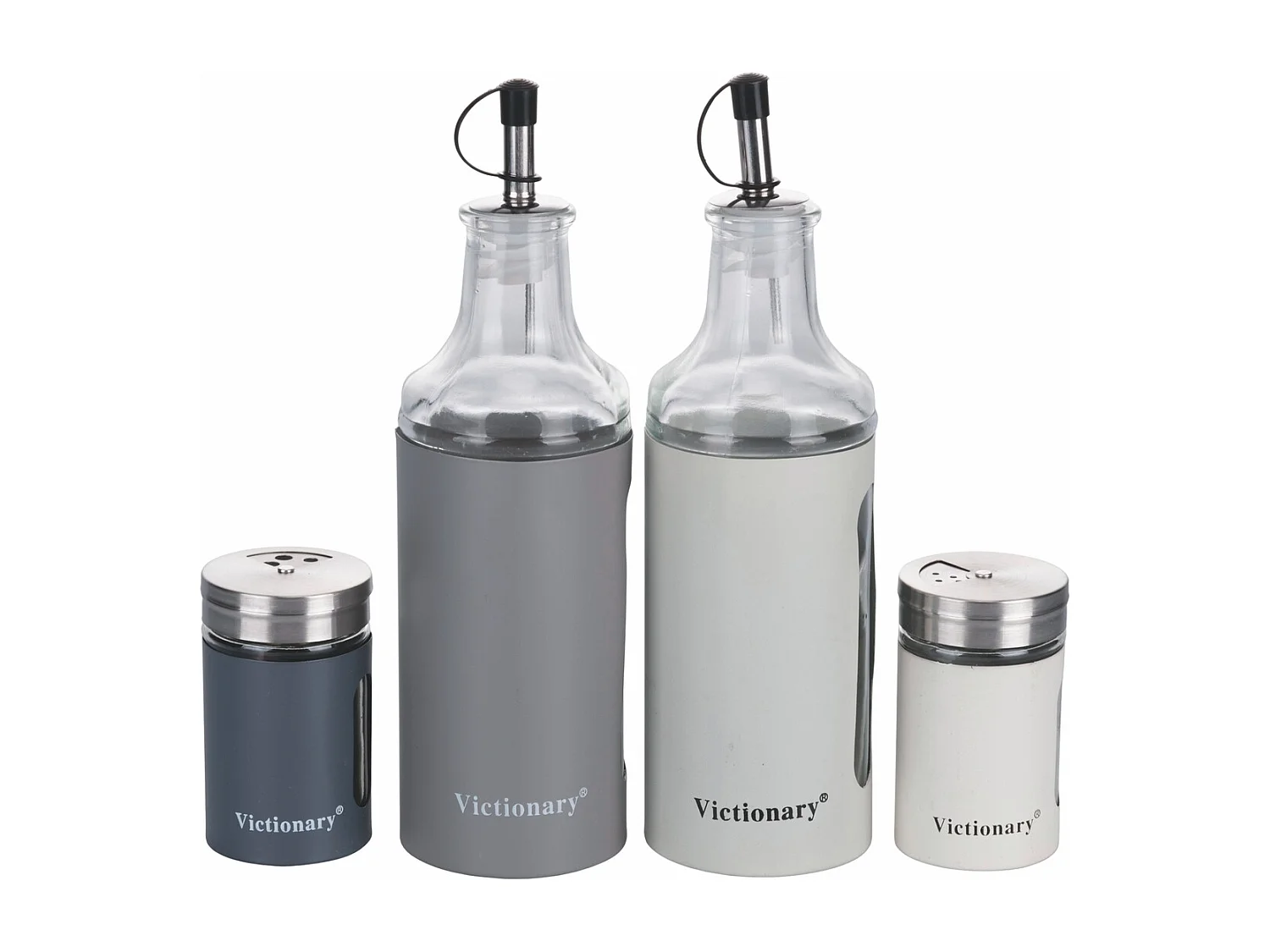 Set portacondimenti olio sale aceto spezie pepe da tavola Victionary - Grigio