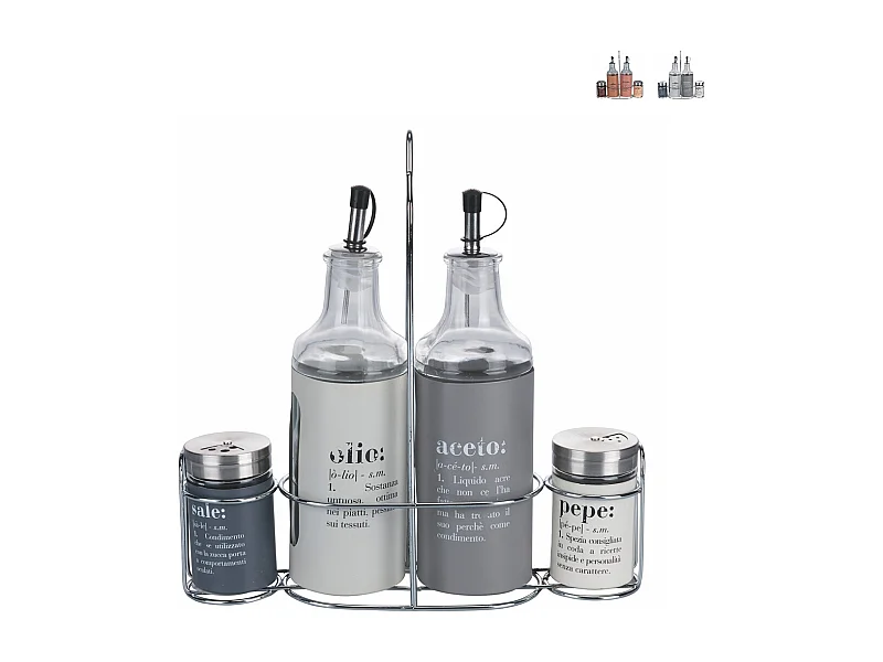 Set portacondimenti olio sale aceto spezie pepe da tavola Victionary - Grigio