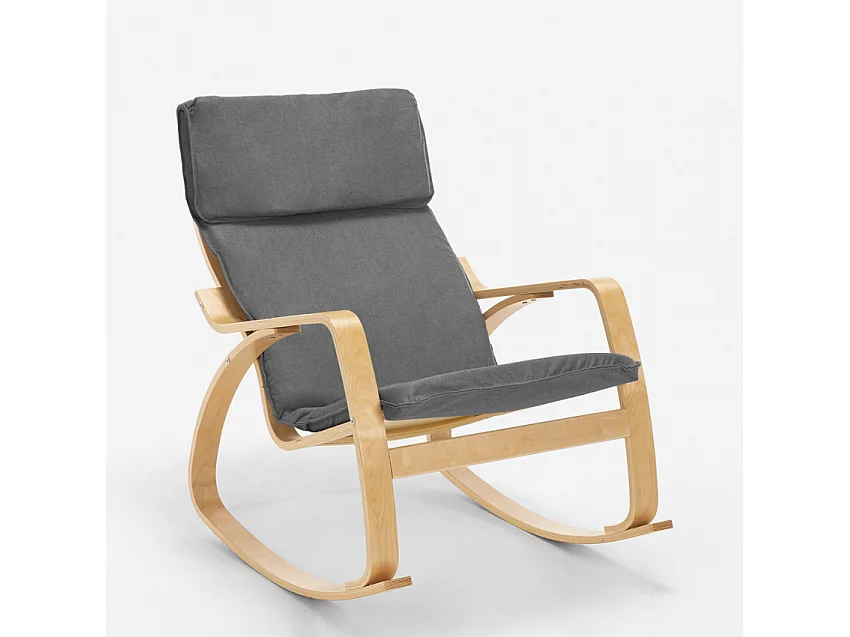 Sillón mecedora de madera con diseño escandinavo Aalborg - Gris
