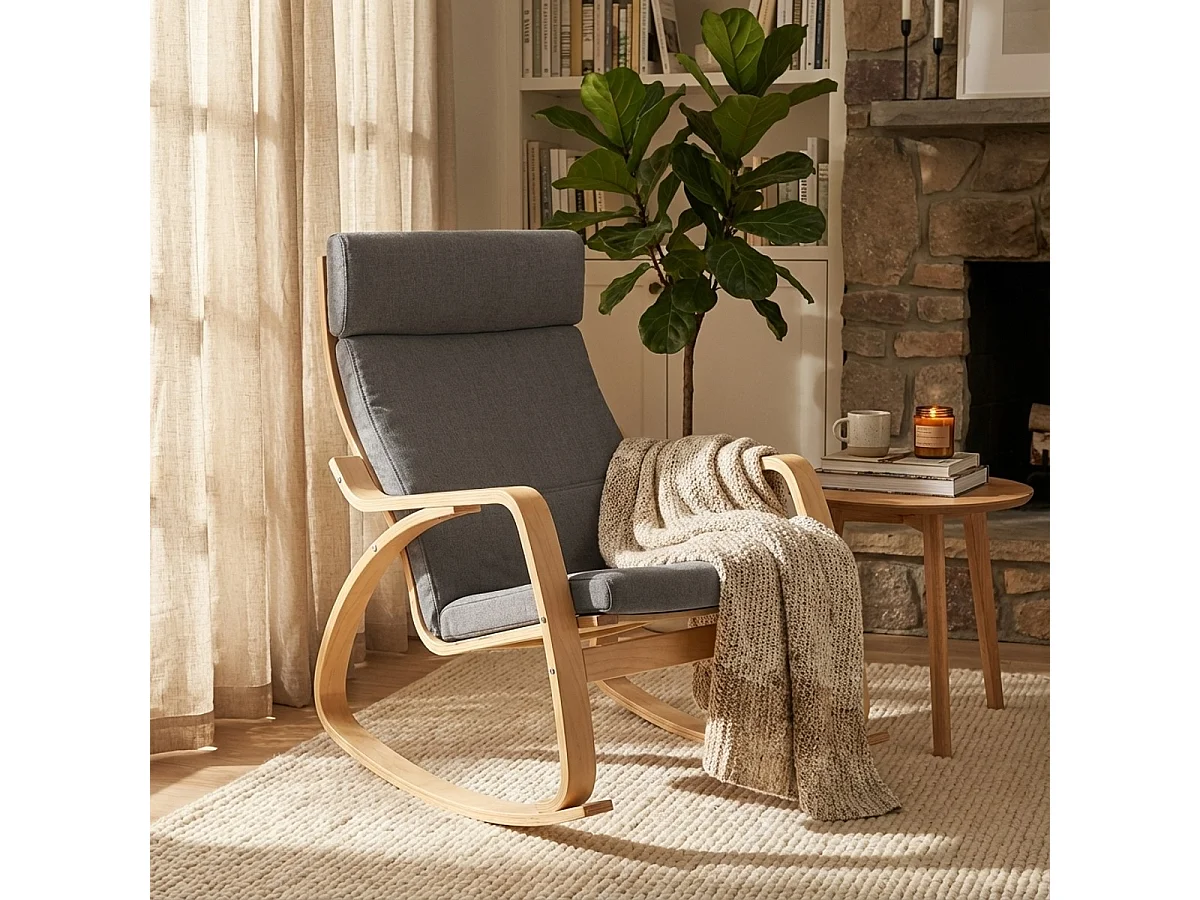 Fauteuil à bascule au design scandinave ergonomique Aalborg - Gris
