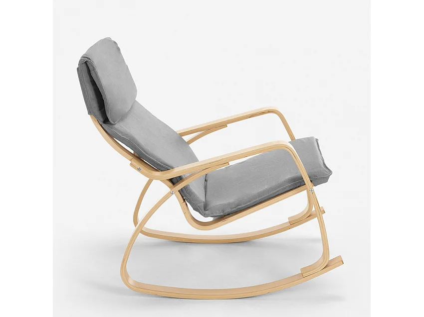 Sillón mecedora de madera con diseño escandinavo Aalborg - Gris claro