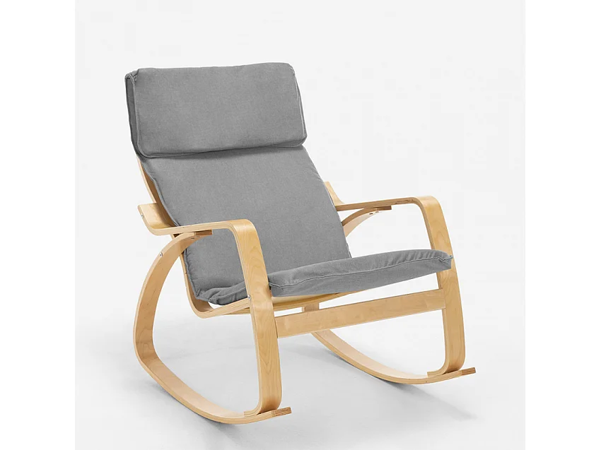 Fauteuil à bascule au design scandinave ergonomique Aalborg - Gris clair