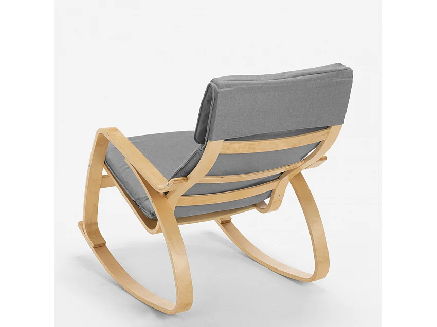 Sillón mecedora de madera con diseño escandinavo Aalborg - Gris claro