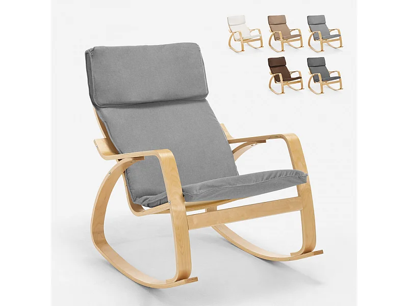 Sillón mecedora de madera con diseño escandinavo Aalborg - Gris claro