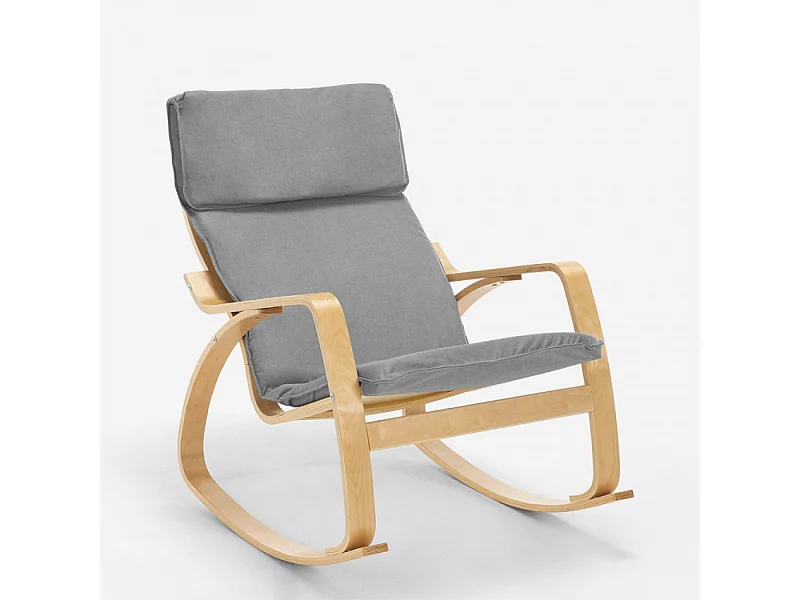 Sillón mecedora de madera con diseño escandinavo Aalborg - Gris claro