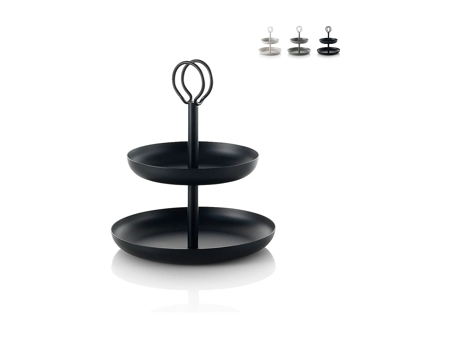 Alzatina in metallo da tavolo a 2 ripiani Nik - Nero