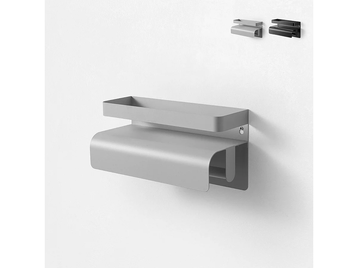 Mensola da cucina con portarotolo in metallo moderno Gef - Grigio