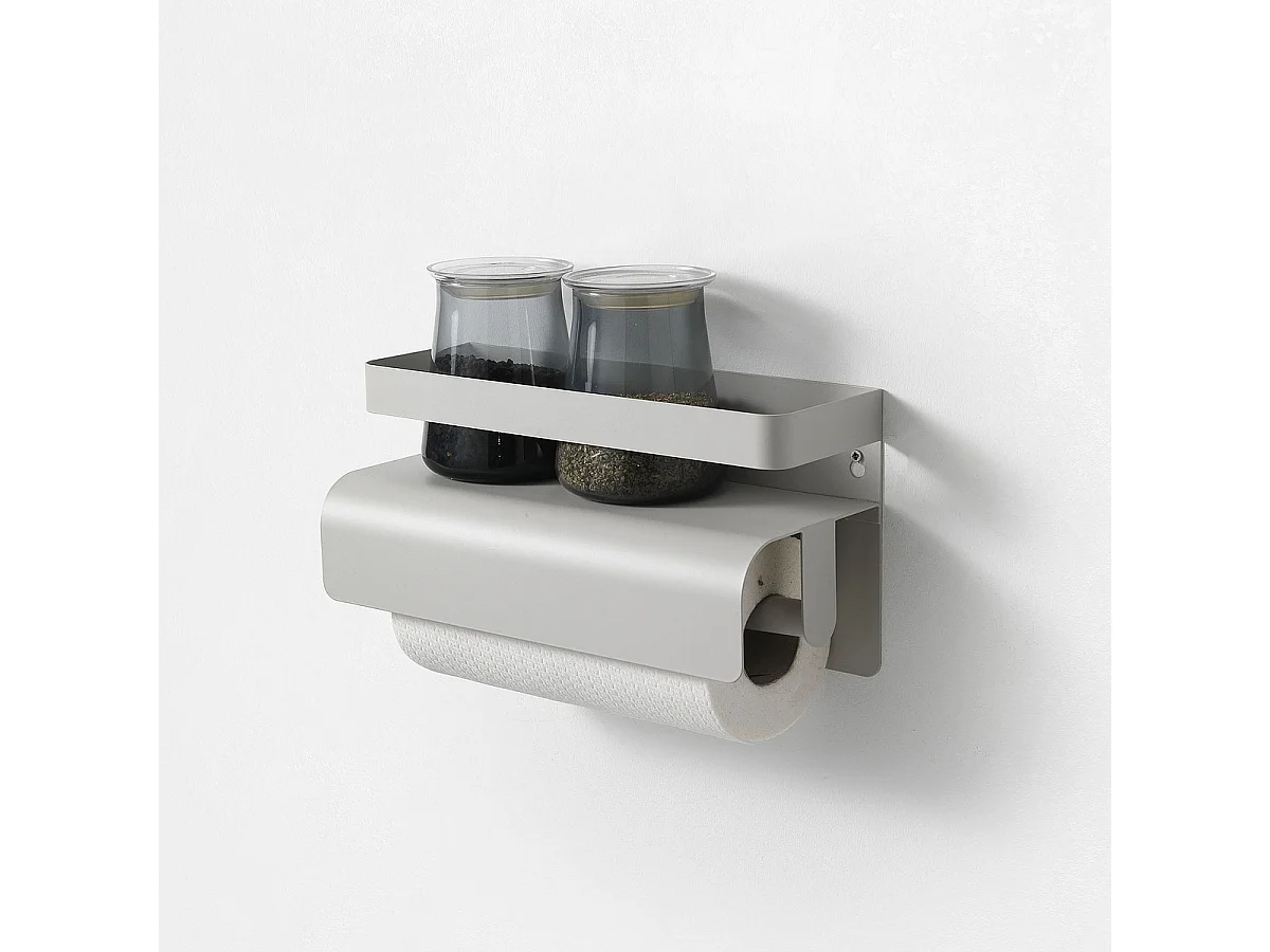 Mensola da cucina con portarotolo in metallo moderno Gef - Grigio