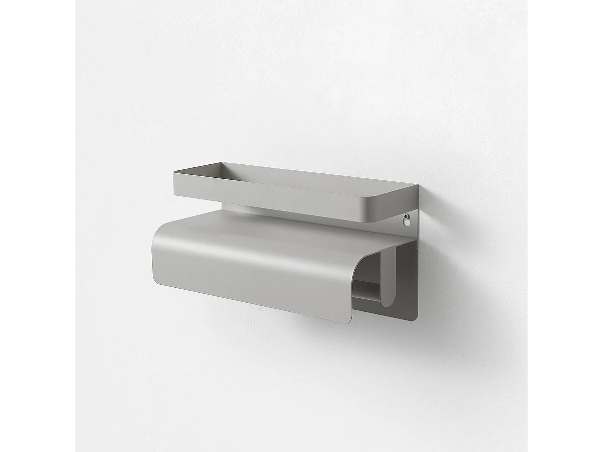 Mensola da cucina con portarotolo in metallo moderno Gef - Grigio