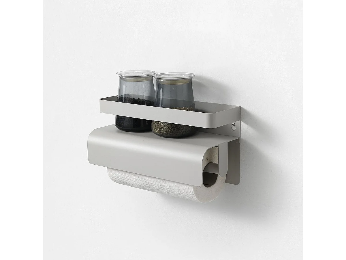 Estante de cocina con portarrollos de metal moderno Gef - Gris