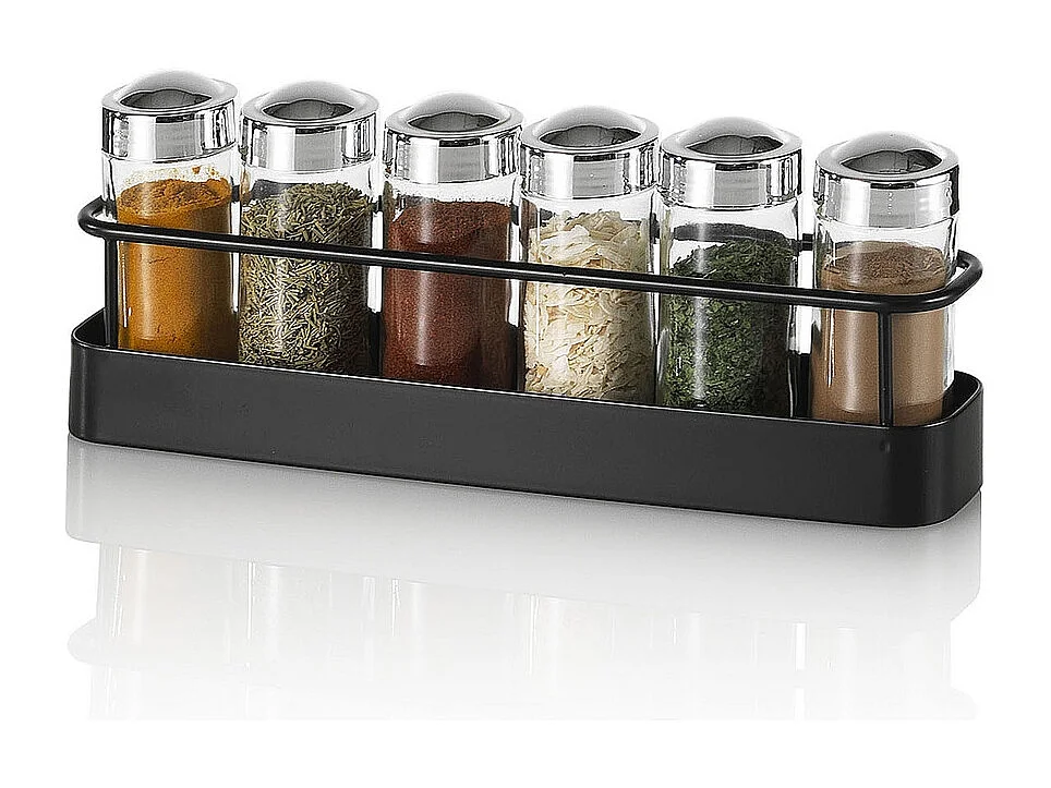 Portaspezie da cucina con set 6 barattoli in vetro Lyu