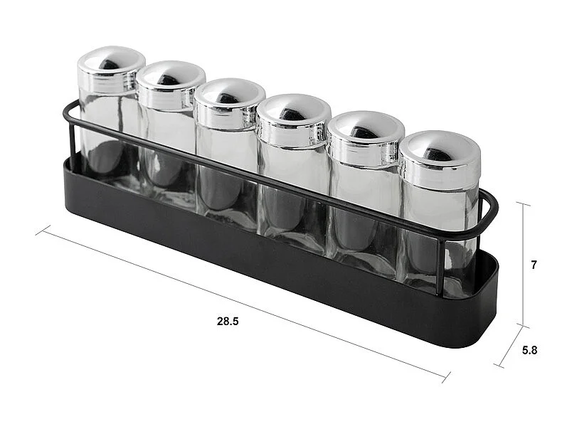 Portaspezie da cucina con set 6 barattoli in vetro Lyu