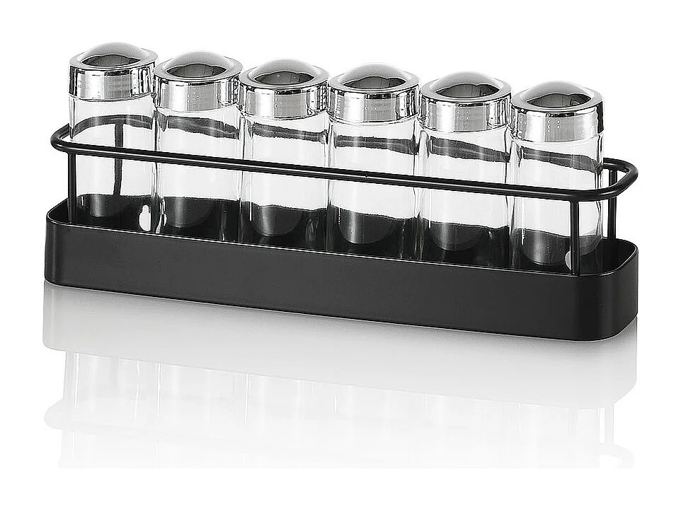 Portaespecias de cocina con set de 6 frascos de vidrio Lyu