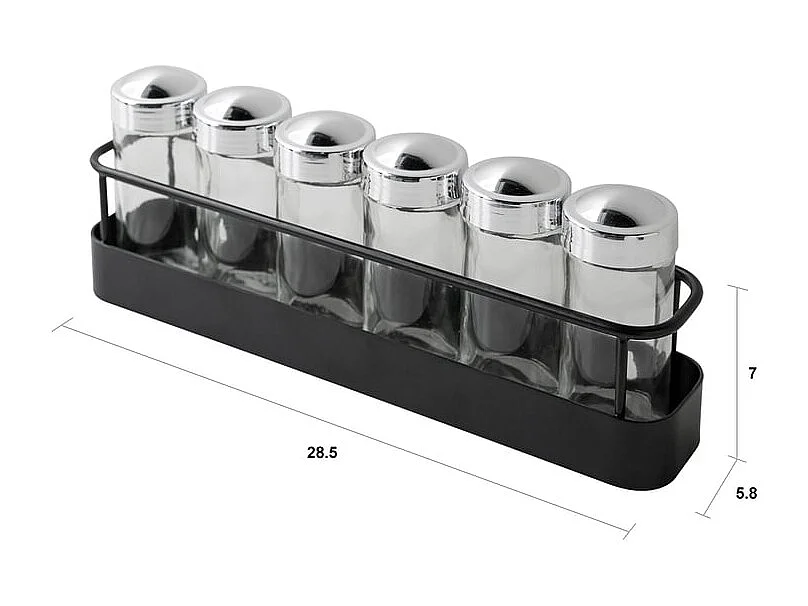Portaespecias de cocina con set de 6 frascos de vidrio Lyu
