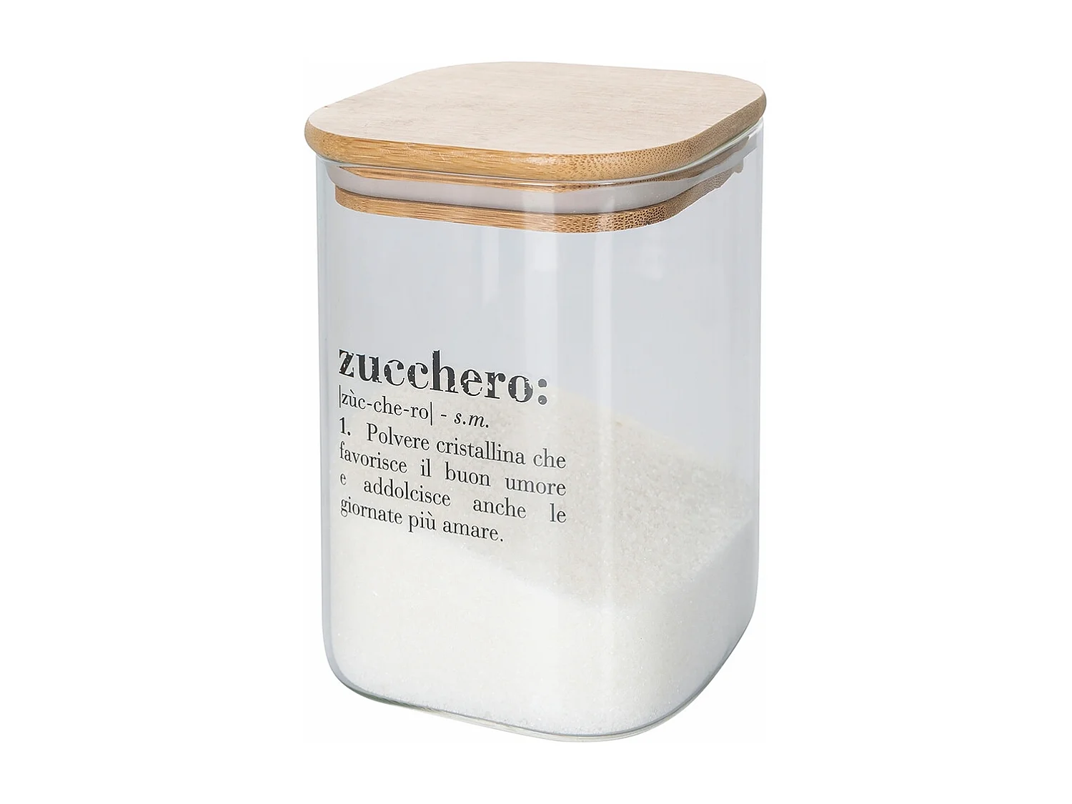 Barattolo per zucchero in vetro con coperchio bambù 10x10x14 Victionary