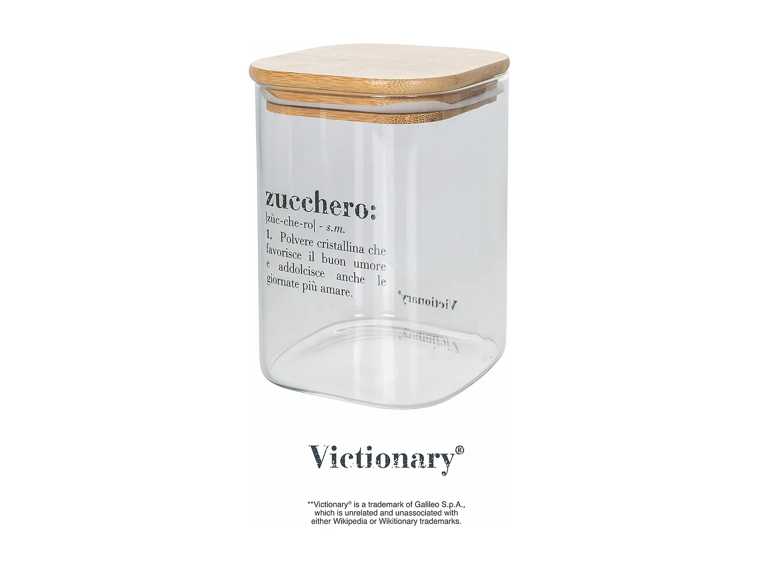 Barattolo per zucchero in vetro con coperchio bambù 10x10x14 Victionary