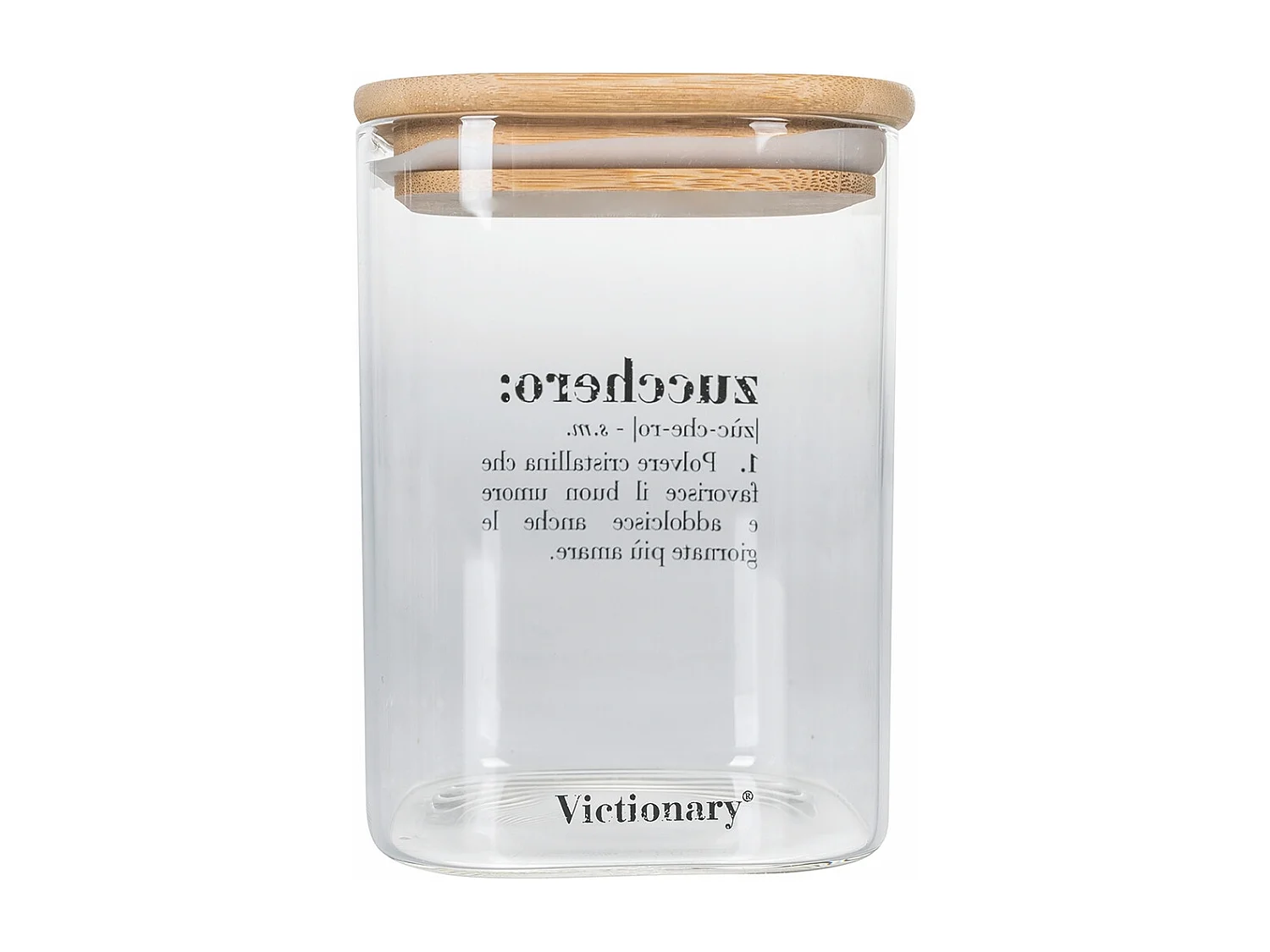 Barattolo per zucchero in vetro con coperchio bambù 10x10x14 Victionary
