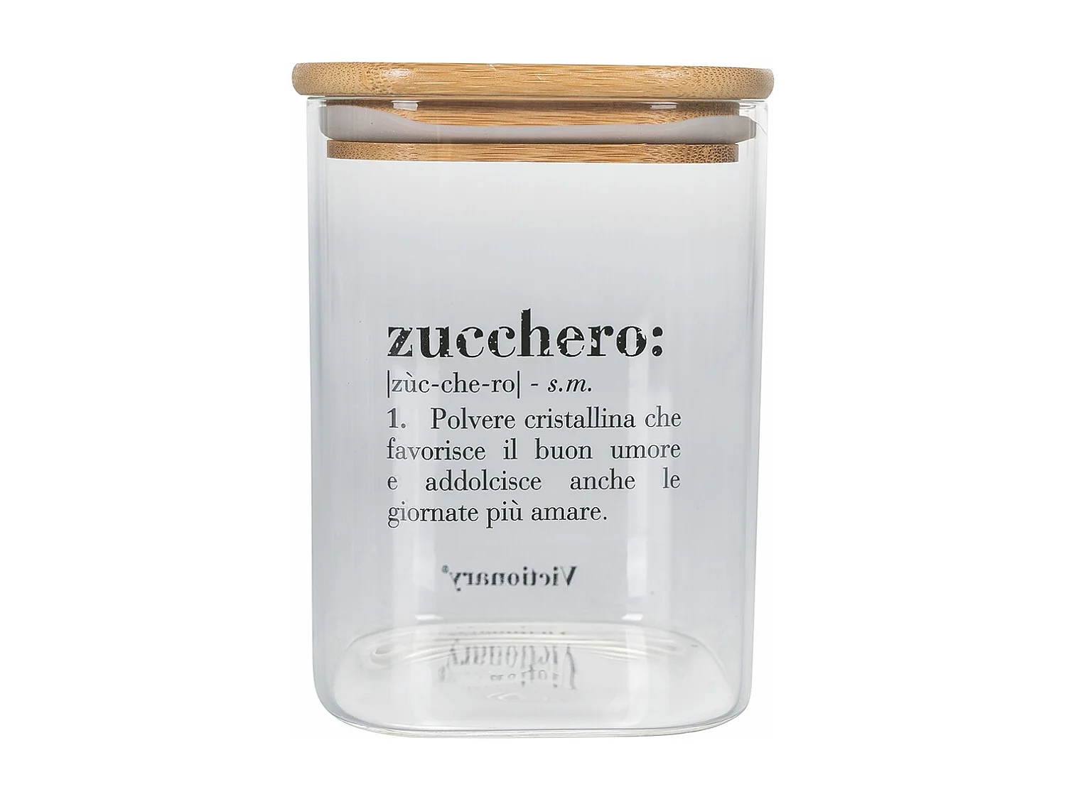 Barattolo per zucchero in vetro con coperchio bambù 10x10x14 Victionary