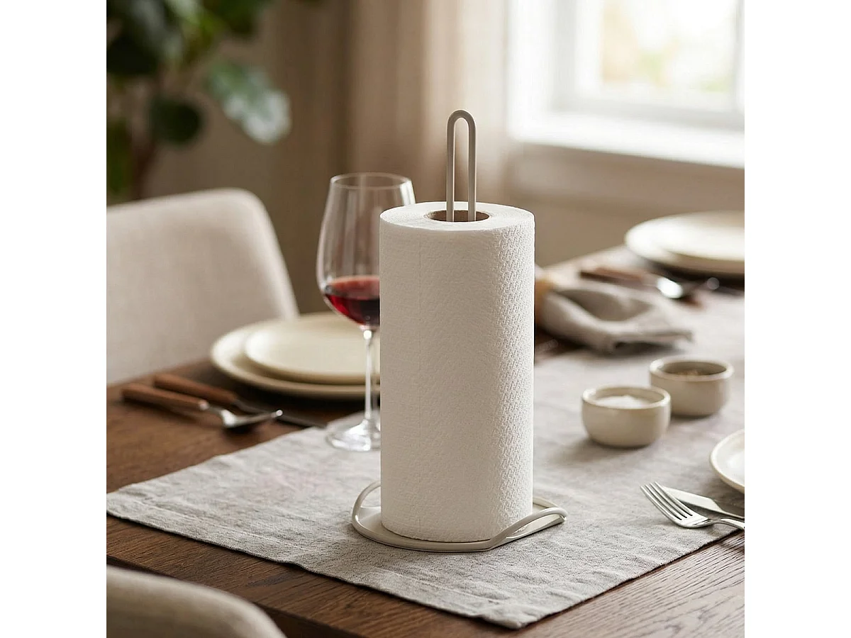 Portarrollos de cocina de metal mate Singe - Blanco