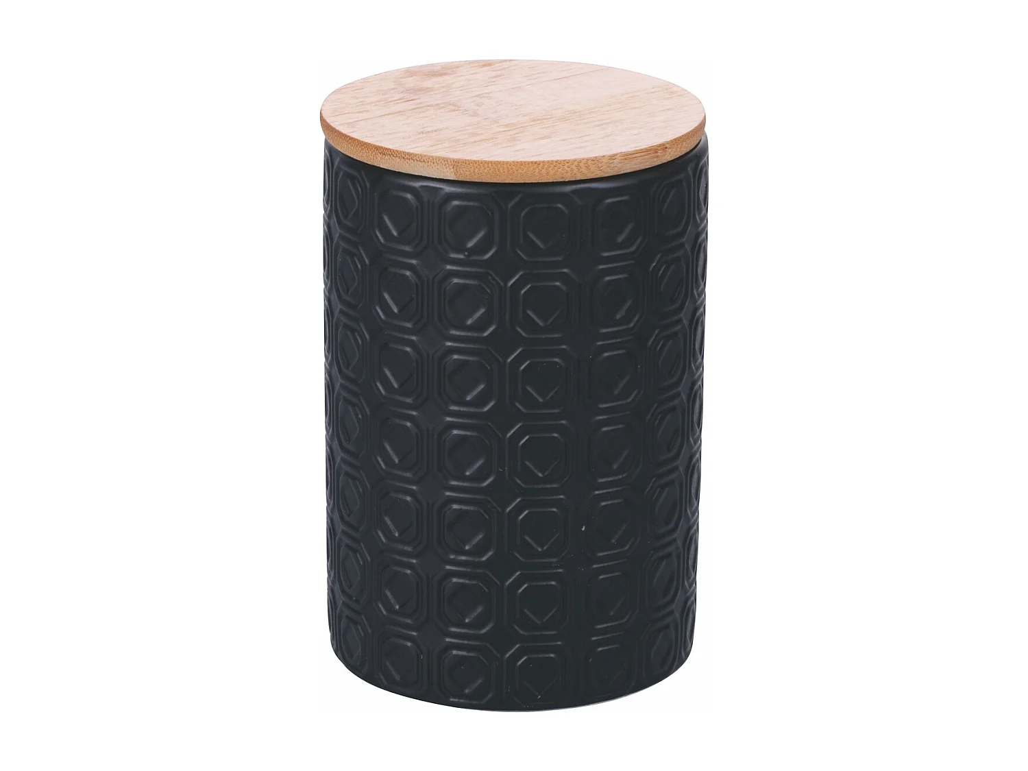 Set 3 barattoli da cucina in ceramica coperchio Shade of Shape Geometrie - Nero