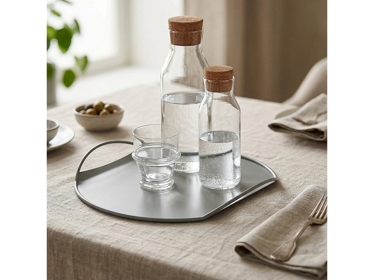 Bandeja de metal para servir con diseño moderno Tab - Verde oscuro