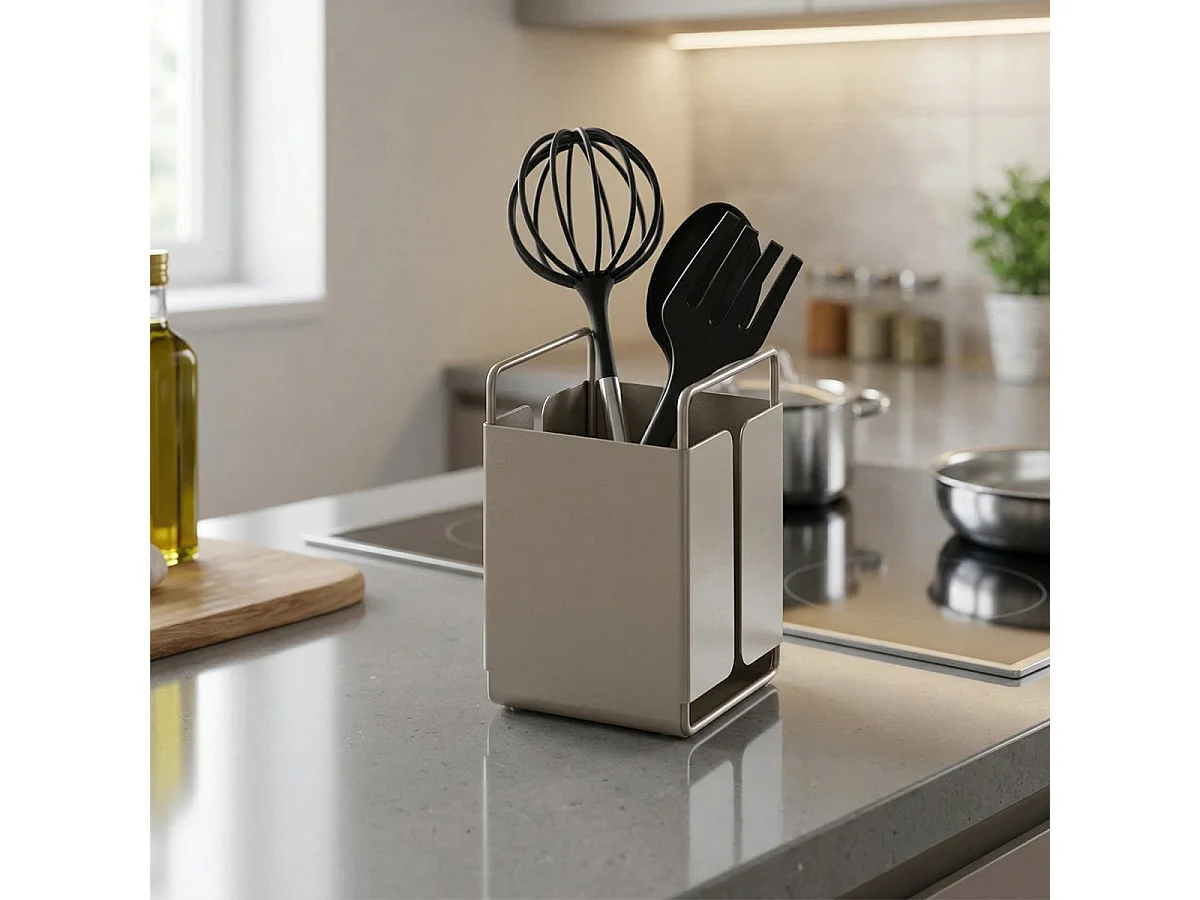Kadax Küchenutensilienhalter aus Metall - Weiß
