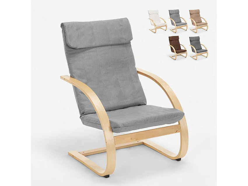Sillón con diseño nórdico de madera para estudio y salón Aarhus - Gris claro