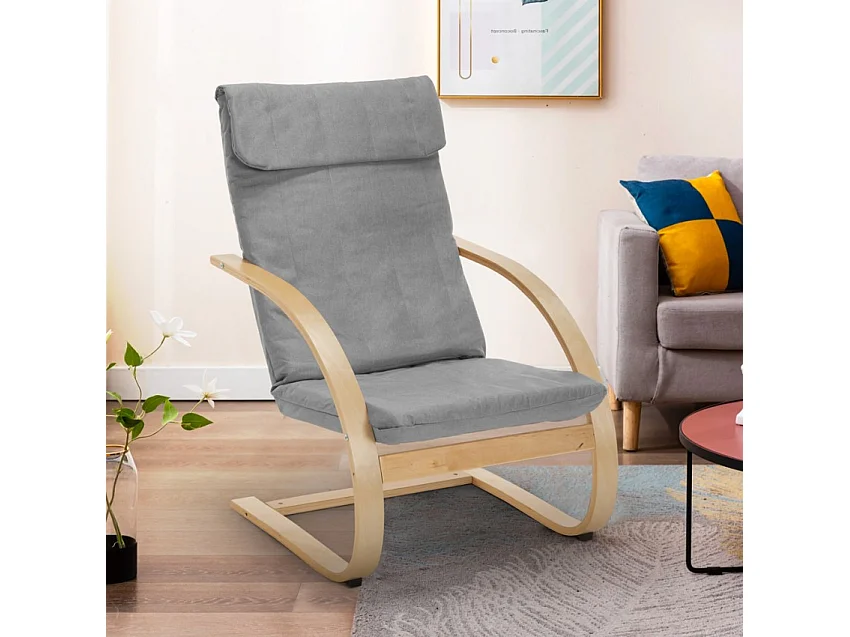 Sillón con diseño nórdico de madera para estudio y salón Aarhus - Gris claro