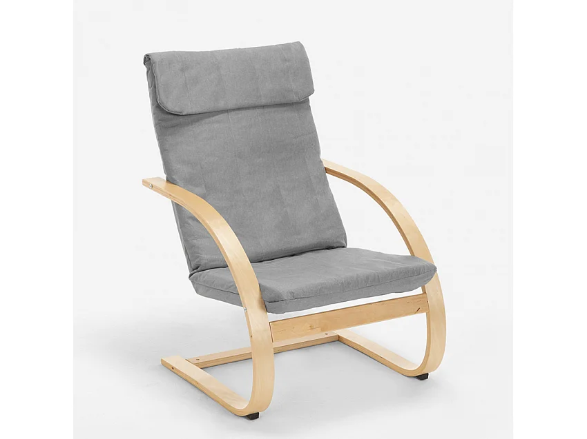 Sillón con diseño nórdico de madera para estudio y salón Aarhus - Gris claro