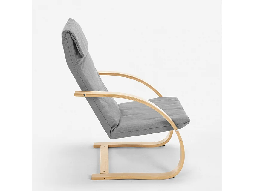 Sillón con diseño nórdico de madera para estudio y salón Aarhus - Gris claro