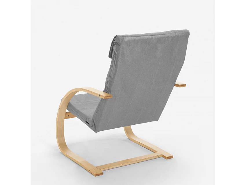 Sillón con diseño nórdico de madera para estudio y salón Aarhus - Gris claro