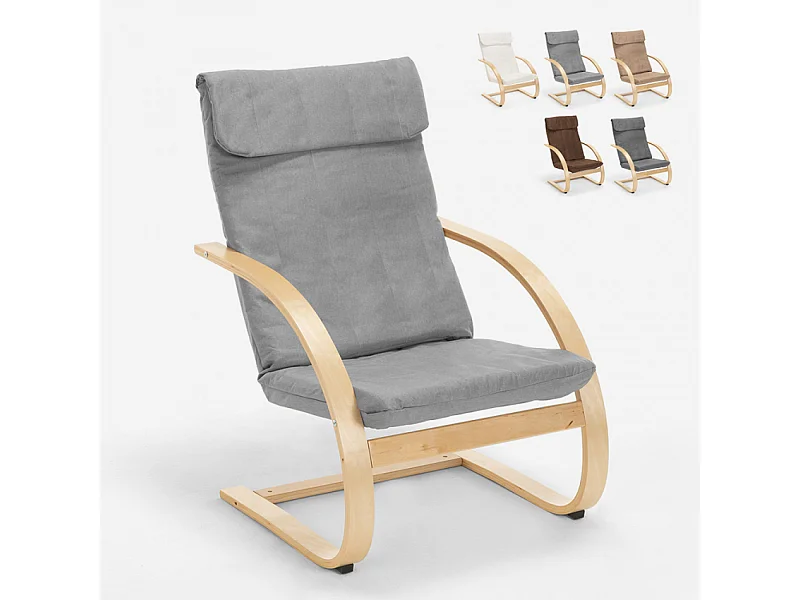 Sillón con diseño nórdico de madera para estudio y salón Aarhus - Gris claro