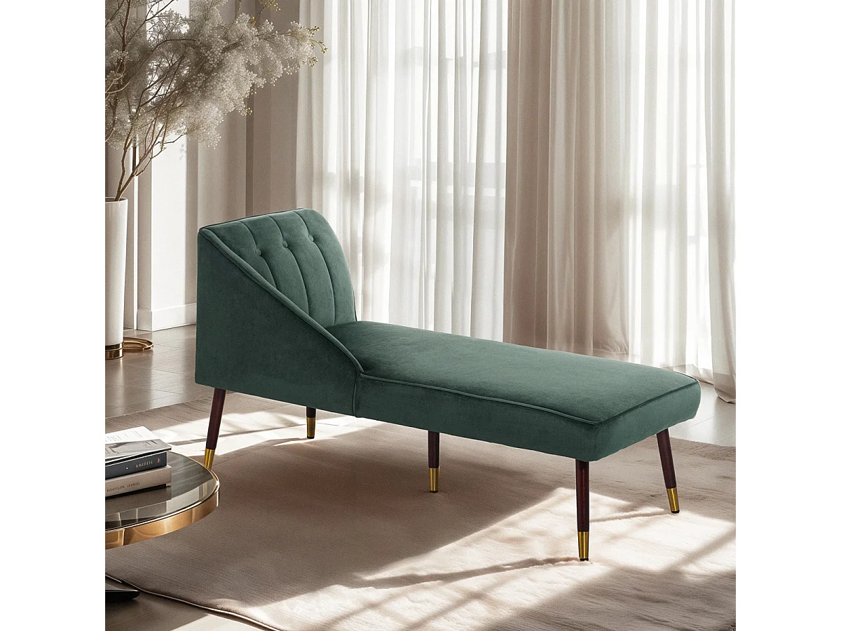 Dormeuse vintage chaise longue sinistra classica in velluto Agos - Verde
