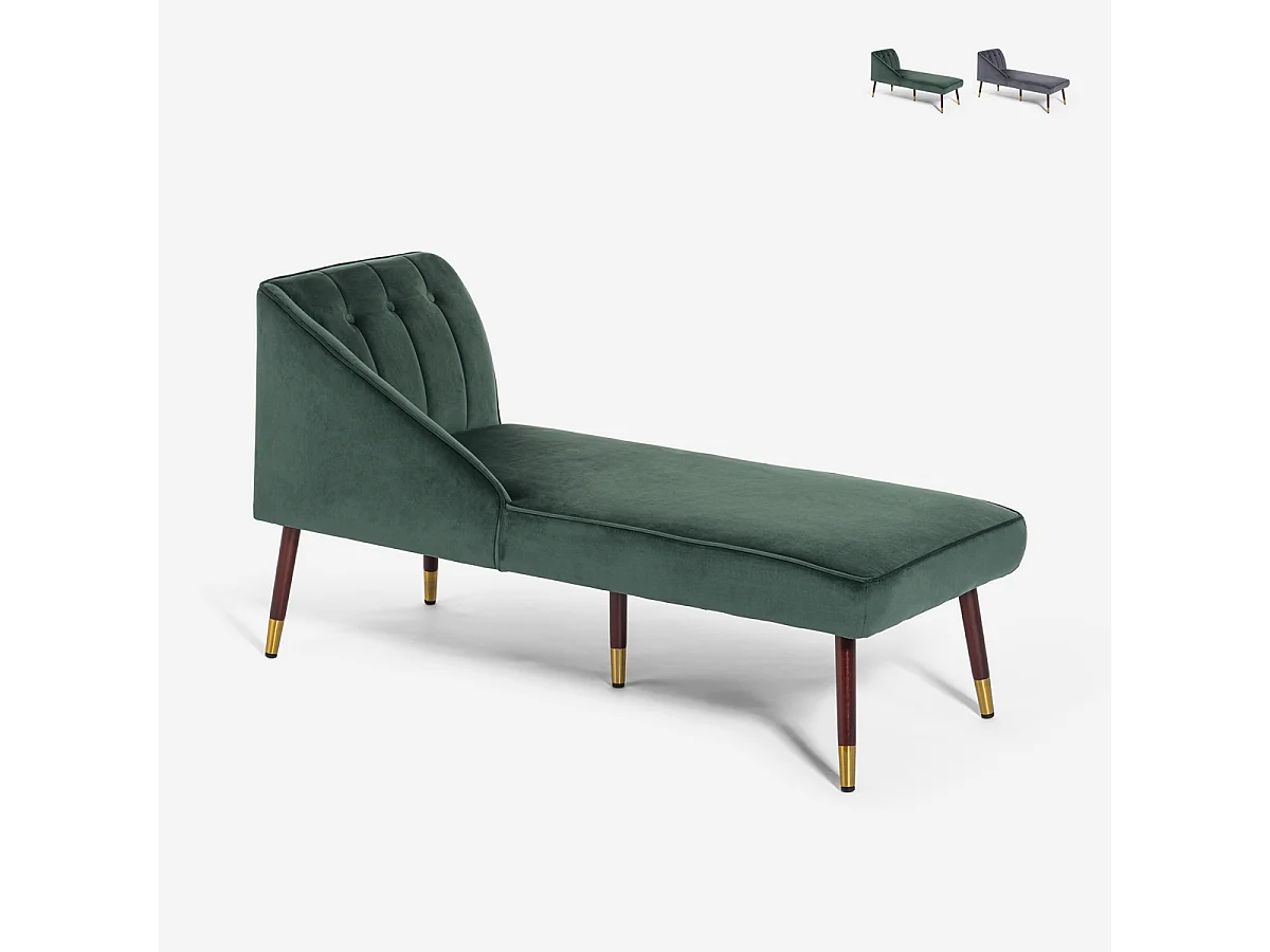 Liegesessel Vintage Chaiselongue links klassisch aus Samt Agos - Dunkel Grün