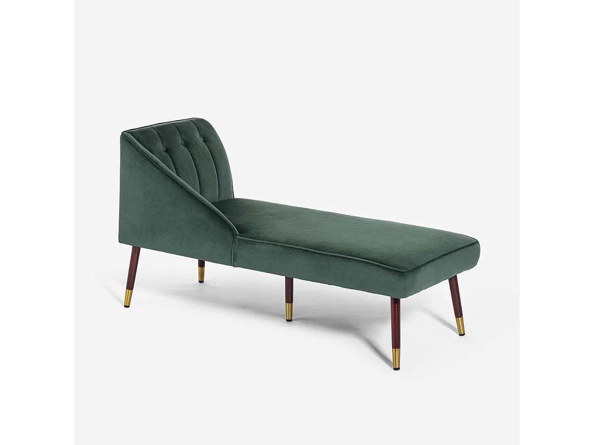 Liegesessel Vintage Chaiselongue links klassisch aus Samt Agos - Dunkel Grün