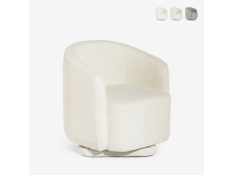 Poltrona in tessuto bouclé per soggiorno salotto moderna girevole Orav - Beige