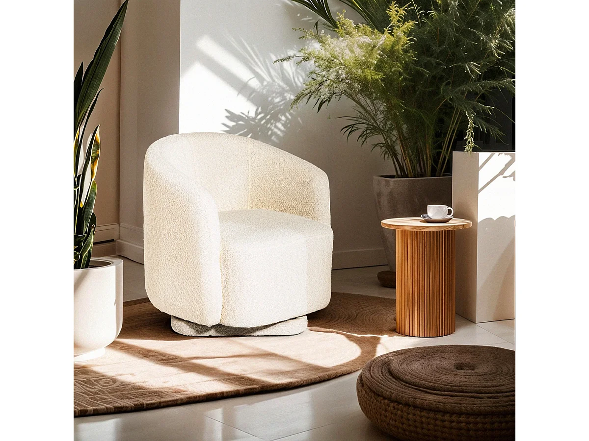 Sessel modern Stoff Bouclè Wohnzimmer drehbar Orav - Beige