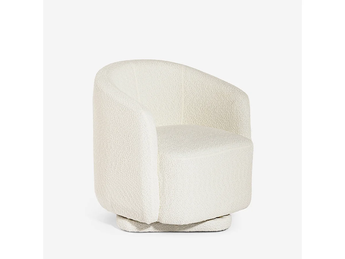 Poltrona in tessuto bouclé per soggiorno salotto moderna girevole Orav - Beige