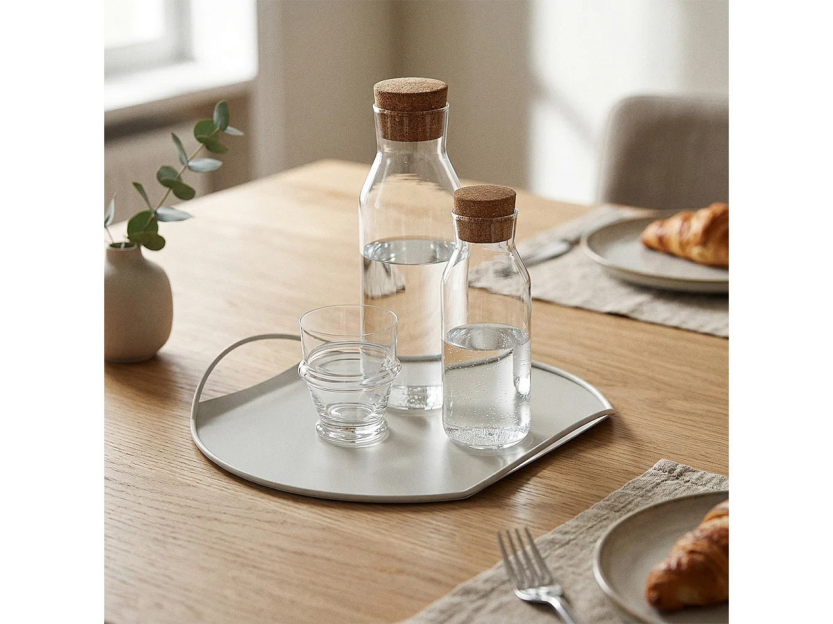 Bandeja de metal para servir con diseño moderno Tab - Blanco