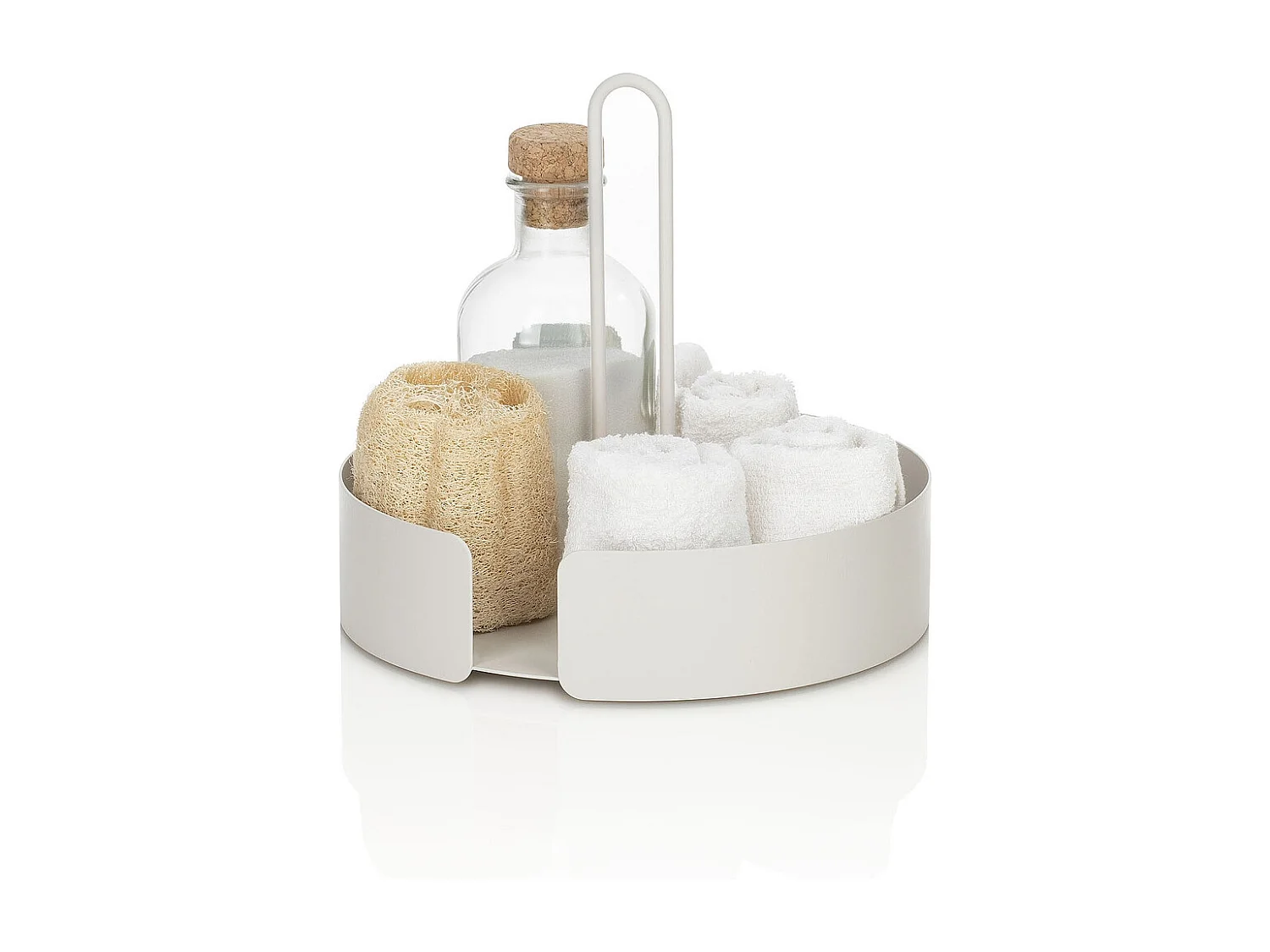 Vassoio rotondo porta oggetti in metallo bianco Joko