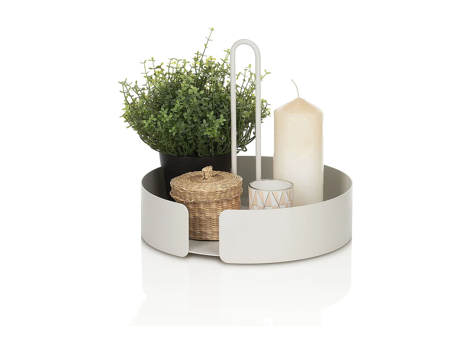 Bandeja redonda portautensilios de metal blanco Joko