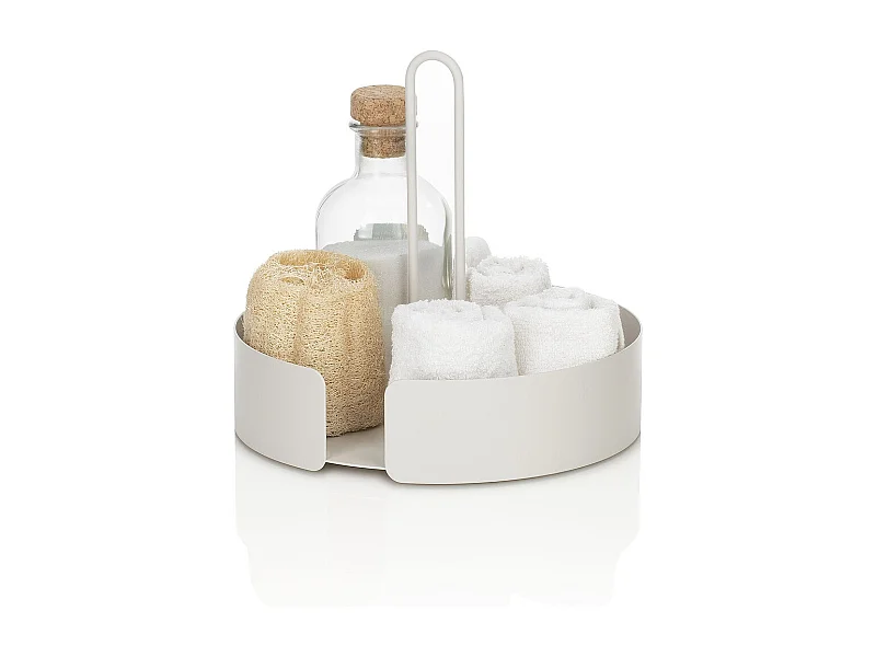 Vassoio rotondo porta oggetti in metallo bianco Joko