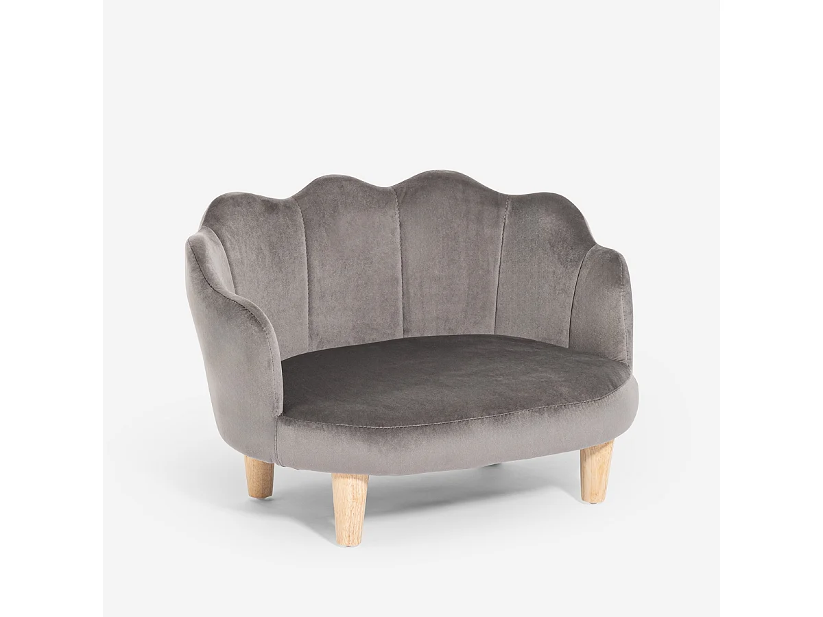 Poltrona divanetto a conchiglia per cani e gatti in velluto Pally - Grigio