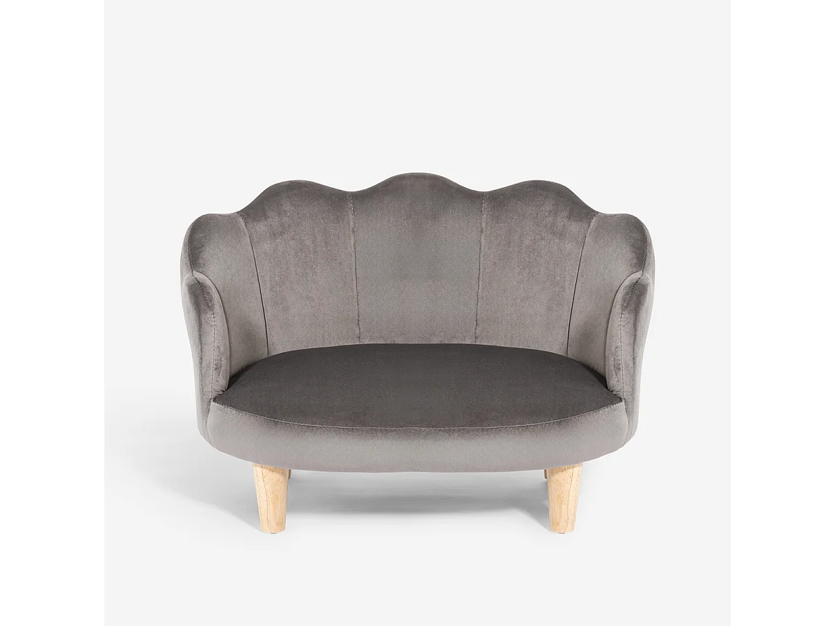 Poltrona divanetto a conchiglia per cani e gatti in velluto Pally - Grigio