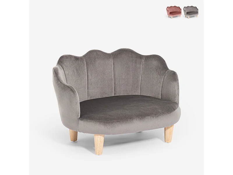 Sessel muschelförmig für Hunde und Katzen aus Samt Pally - Grau