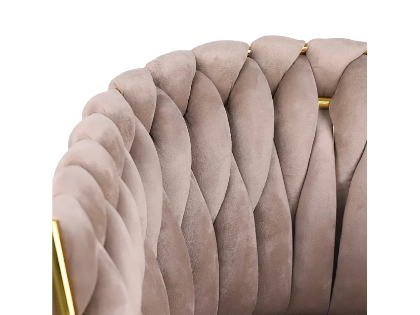 Butaca de diseño en terciopelo, silla con reposabrazos y patas doradas Versailles - Marrón